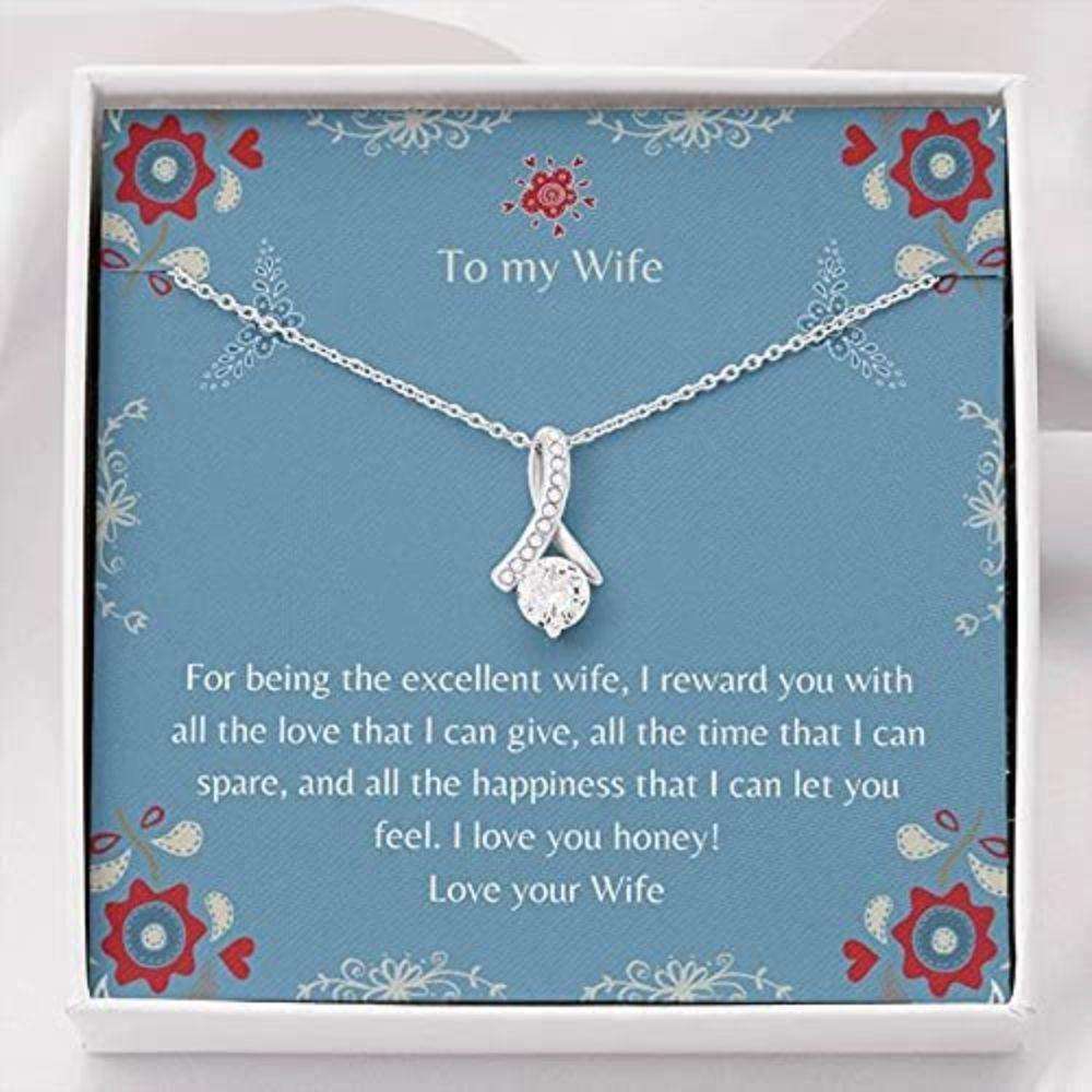 Wife Necklace, Gift Necklace With Message Card Wife To Wife Blue The Inner Necklace, Gift To My Wife Necklace For Karwa Chauth Rakva