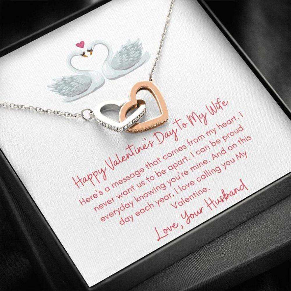 Wife Necklace, Gift Necklace With Valentine’S Day Message Card To Wife “ Comes From The Heart “ Interlocking Hearts For Karwa Chauth Rakva