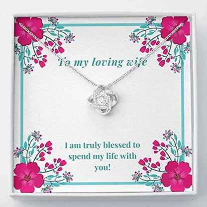 Wife Necklace, Gift To My Wife Necklace With Message Card Wife Blessed White Stronger Together For Karwa Chauth Rakva