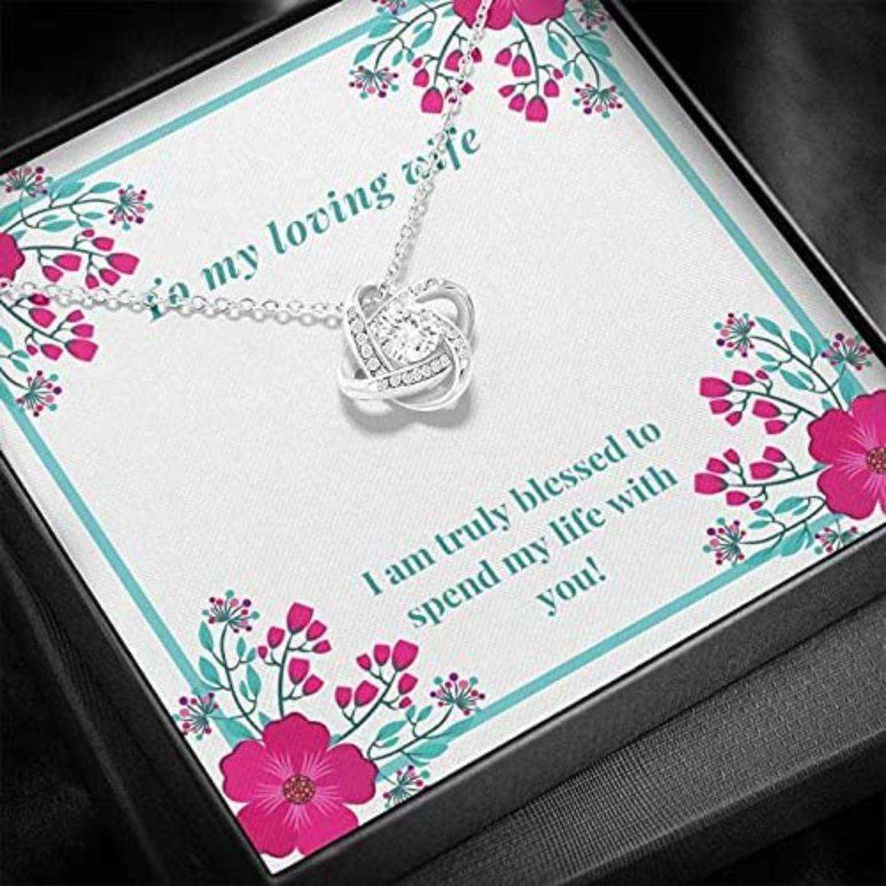 Wife Necklace, Gift To My Wife Necklace With Message Card Wife Blessed White Stronger Together For Karwa Chauth Rakva