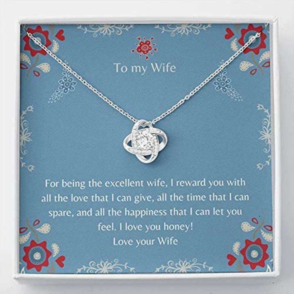 Wife Necklace, Gift To My Wife Necklace With Message Card Wife To Wife Blue Stronger Together For Karwa Chauth Rakva