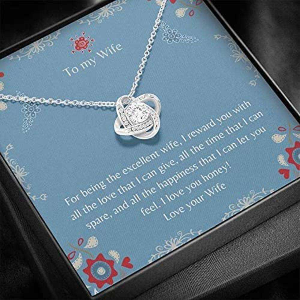 Wife Necklace, Gift To My Wife Necklace With Message Card Wife To Wife Blue Stronger Together For Karwa Chauth Rakva