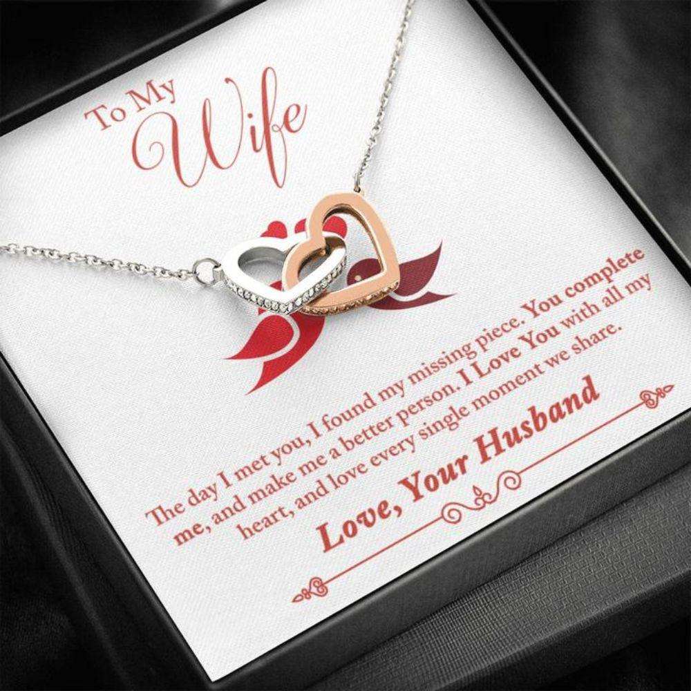 Wife Necklace, Gift To Wife “ Wife Necklace “ Complete Me “ Gift Necklace Message Card For Karwa Chauth Rakva