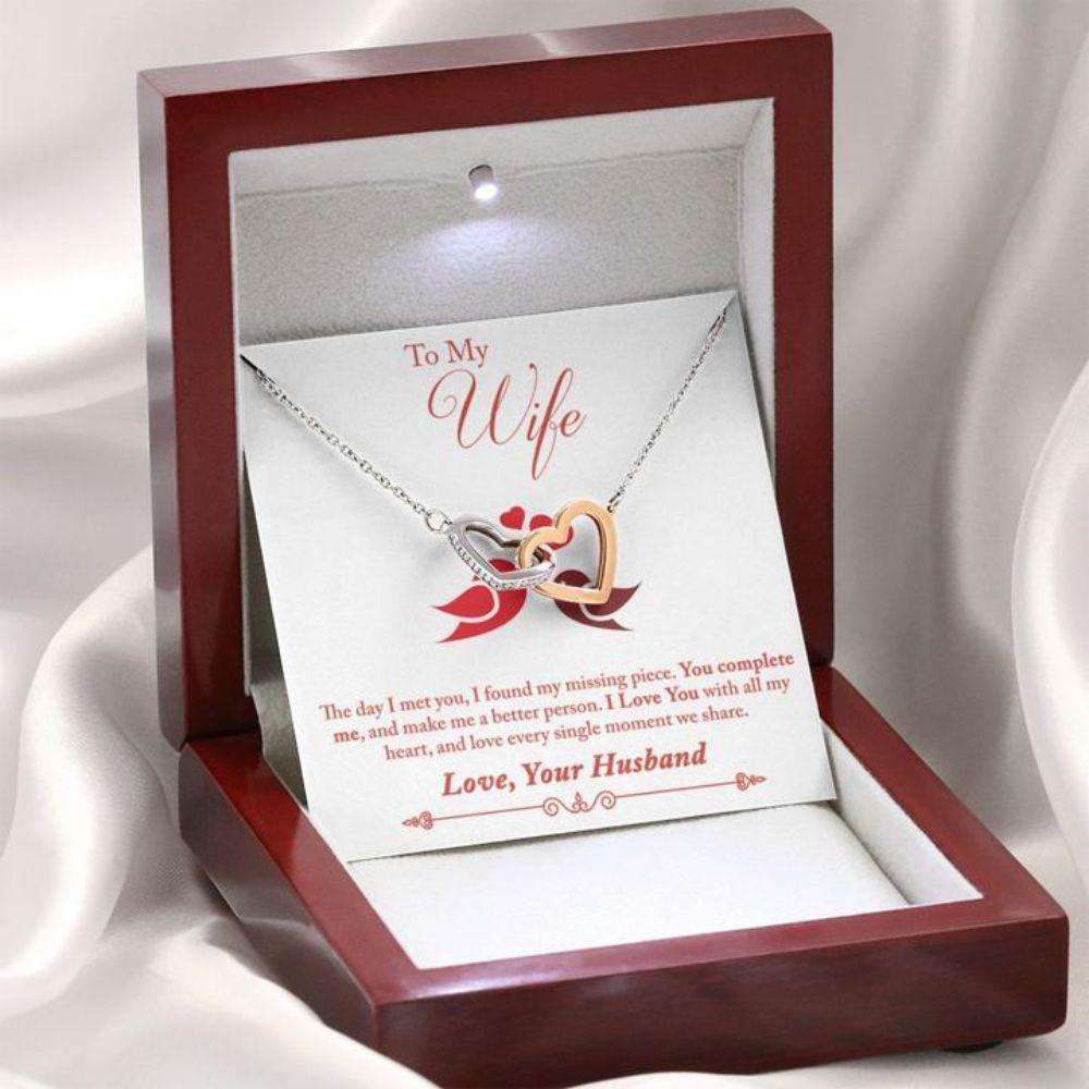 Wife Necklace, Gift To Wife “ Wife Necklace “ Complete Me “ Gift Necklace Message Card For Karwa Chauth Rakva