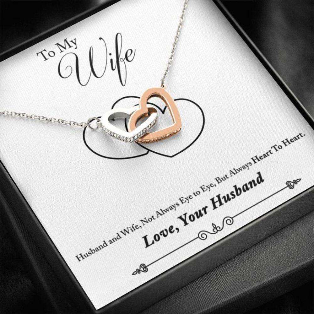 Wife Necklace, Gift To Wife “ Wife Necklace “ Heart To Heart “ Gift Necklace Message Card For Karwa Chauth Rakva