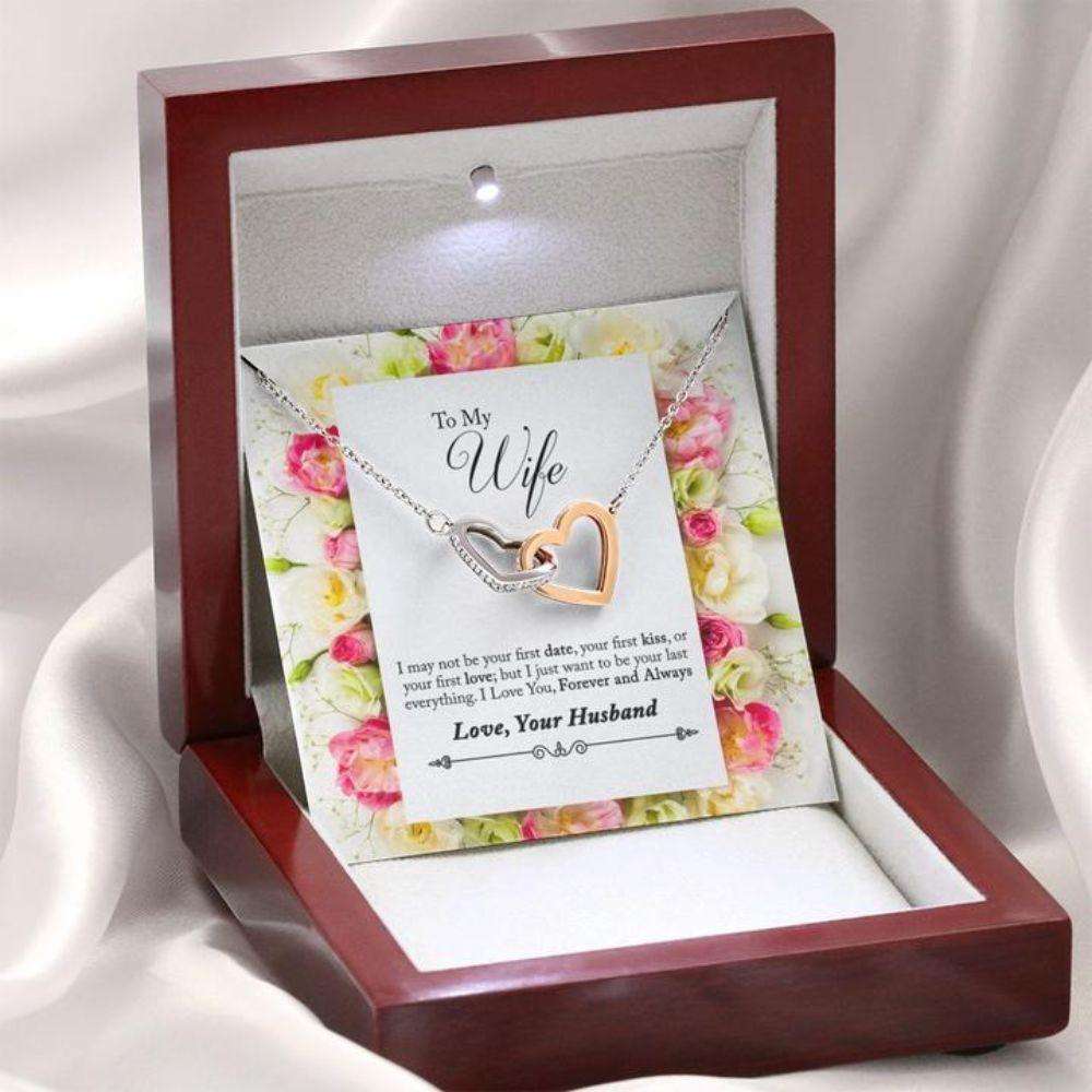 Wife Necklace, Gift To Wife “ Wife Necklace “ Last Everything “ Gift Necklace Message Card For Karwa Chauth Rakva