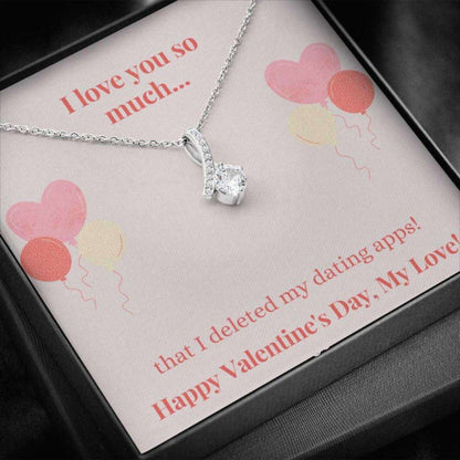 Wife Necklace, Girlfriend Necklace, Happy Valentine’S Day Necklace For Her Message Card Gift Box For Karwa Chauth Rakva