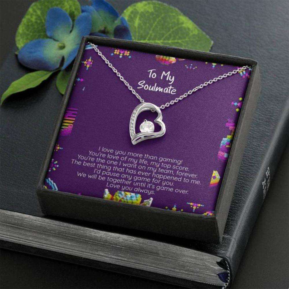 Wife Necklace, Girlfriend Necklace, I Love You More Than Gaming, Cz, Heart Pendant Necklace For Karwa Chauth Rakva