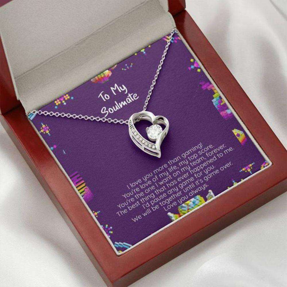 Wife Necklace, Girlfriend Necklace, I Love You More Than Gaming, Cz, Heart Pendant Necklace For Karwa Chauth Rakva