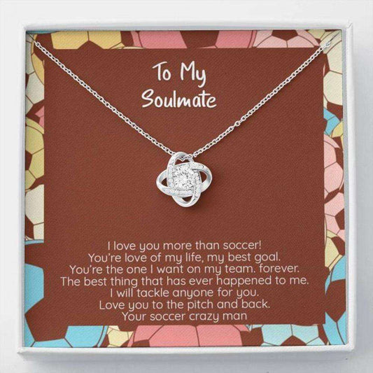 Wife Necklace, Girlfriend Necklace, I Love You More Than Soccer, My Soulmate, Cz Love Knot Necklace For Karwa Chauth Rakva