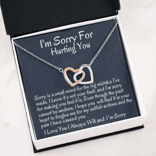 Wife Necklace, Girlfriend Necklace, I’M Sorry Gift, Apology Necklace For Wife Girlfriend, Two Hearts, Forgive Me, Sorry Gift Friend, Sorry Partner For Karwa Chauth Rakva