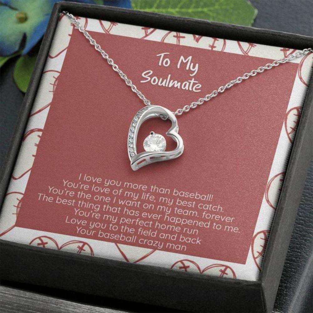 Wife Necklace, Girlfriend Necklace, Love You More Than Baseball, My Soulmate, Cz Heart Pendant Necklace For Karwa Chauth Rakva