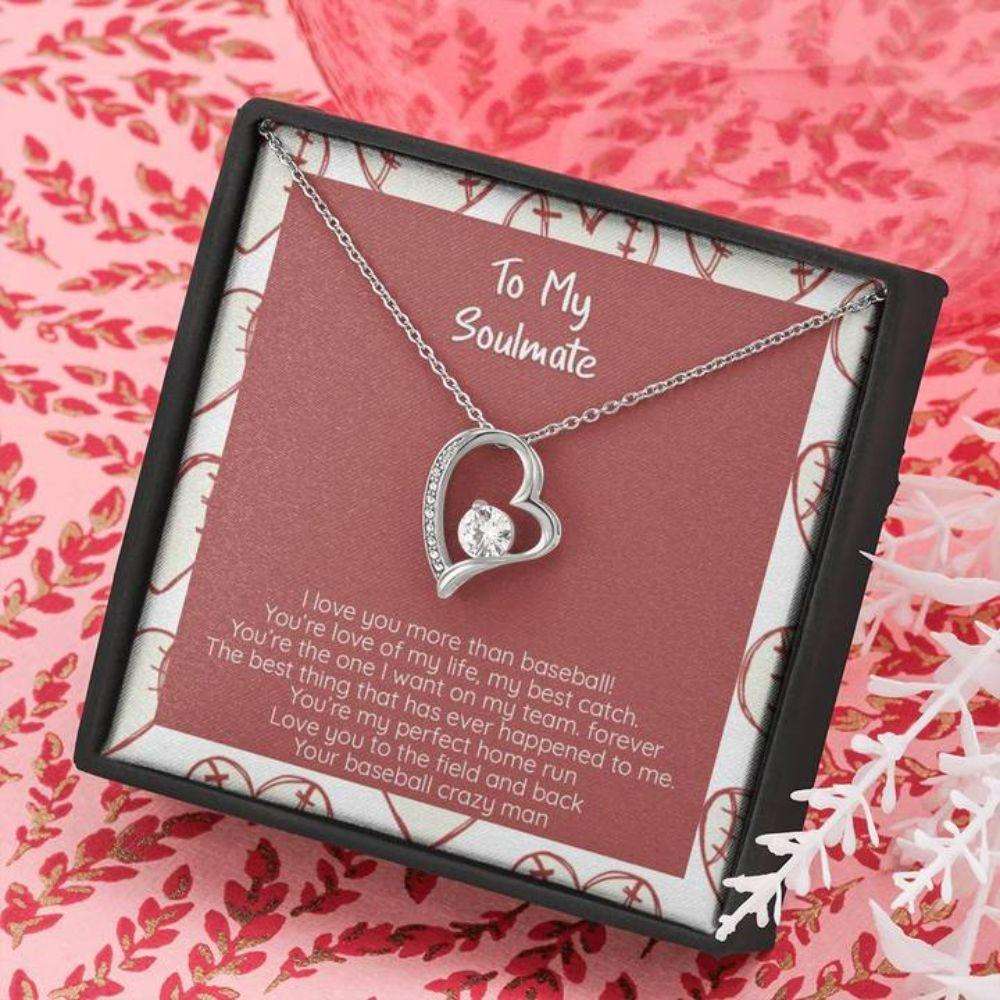 Wife Necklace, Girlfriend Necklace, Love You More Than Baseball, My Soulmate, Cz Heart Pendant Necklace For Karwa Chauth Rakva