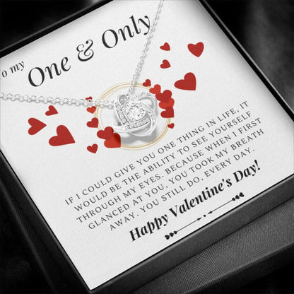 Wife Necklace, Girlfriend Necklace, To My One & Only Valentine’S Day Necklace “ Gift For Wife Girlfriend Love Knot Necklace For Karwa Chauth Rakva