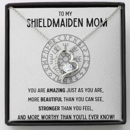Wife Necklace, Girlfriend Necklace, To My Shieldmaiden Mom Œworthy” Heart Necklace Gift Gifts for Mother (Mom) Rakva