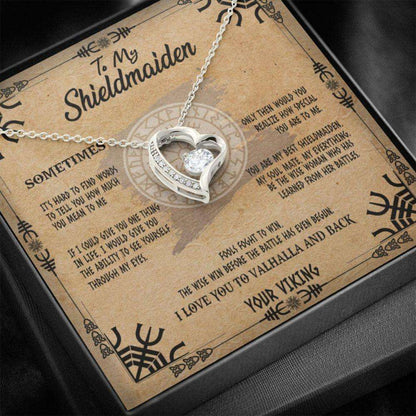 Wife Necklace, Girlfriend Necklace, To My Shieldmaiden Necklace Love Your Viking, Gift For Wife Shieldmaiden, Viking Style For Karwa Chauth Rakva