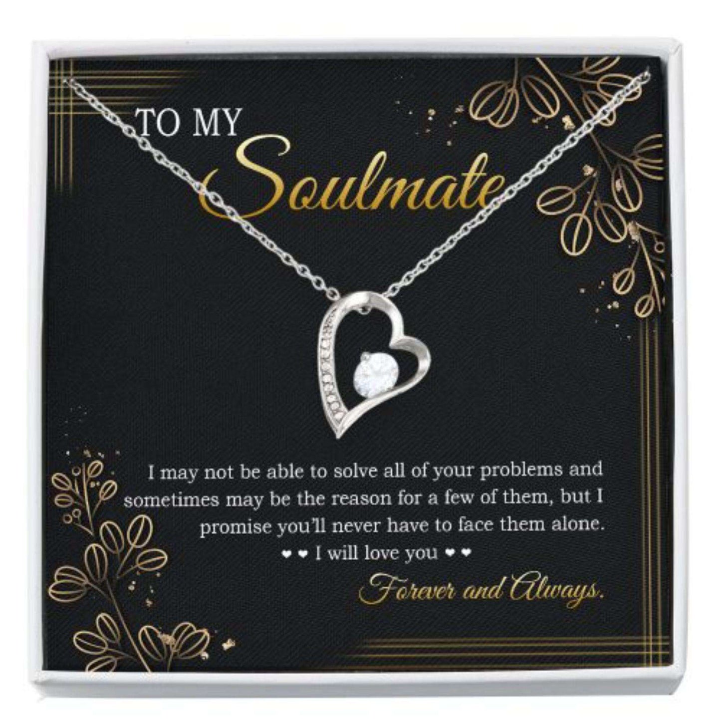 Wife Necklace, Girlfriend Necklace, To My Soulmate, Soulmate Gift Message Card With Box Forever Love For Karwa Chauth Rakva