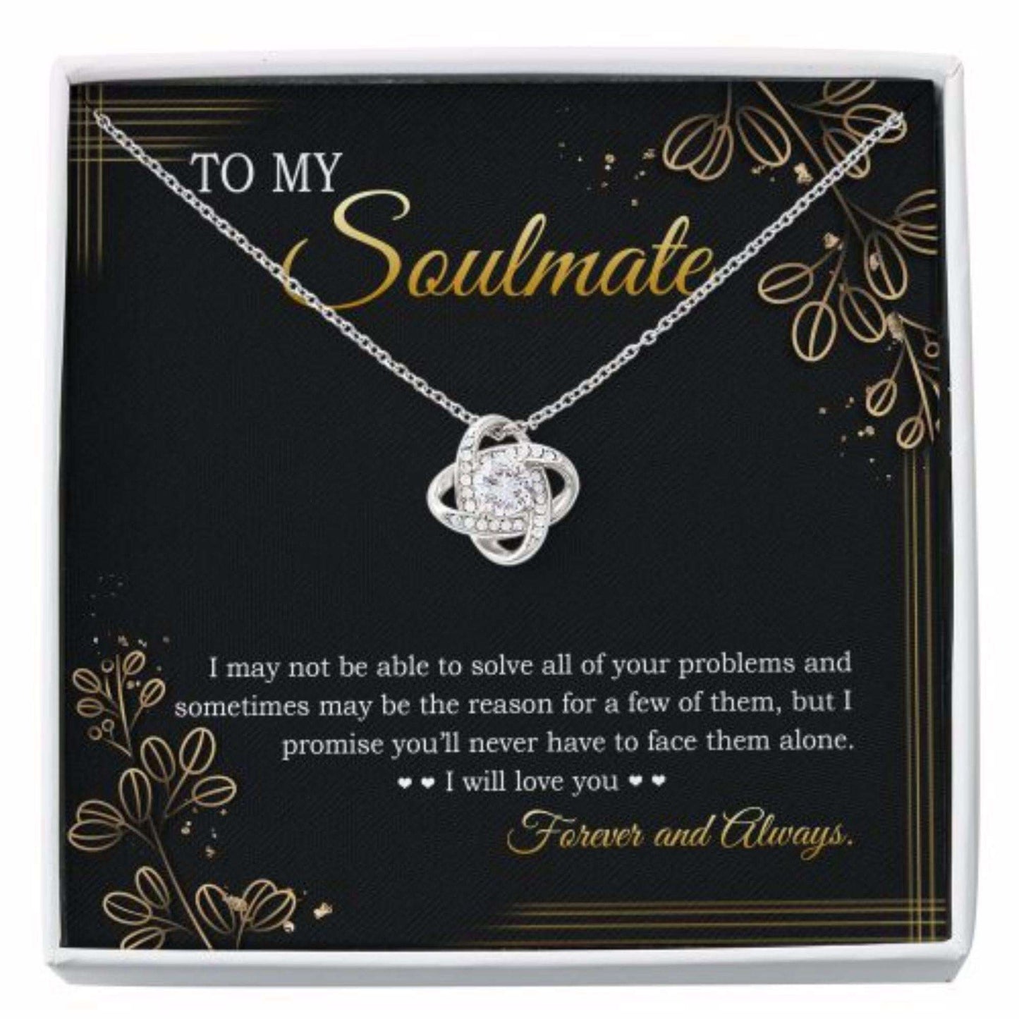 Wife Necklace, Girlfriend Necklace, To My Soulmate, Soulmate Gift Message Card With Box Love Knot For Karwa Chauth Rakva