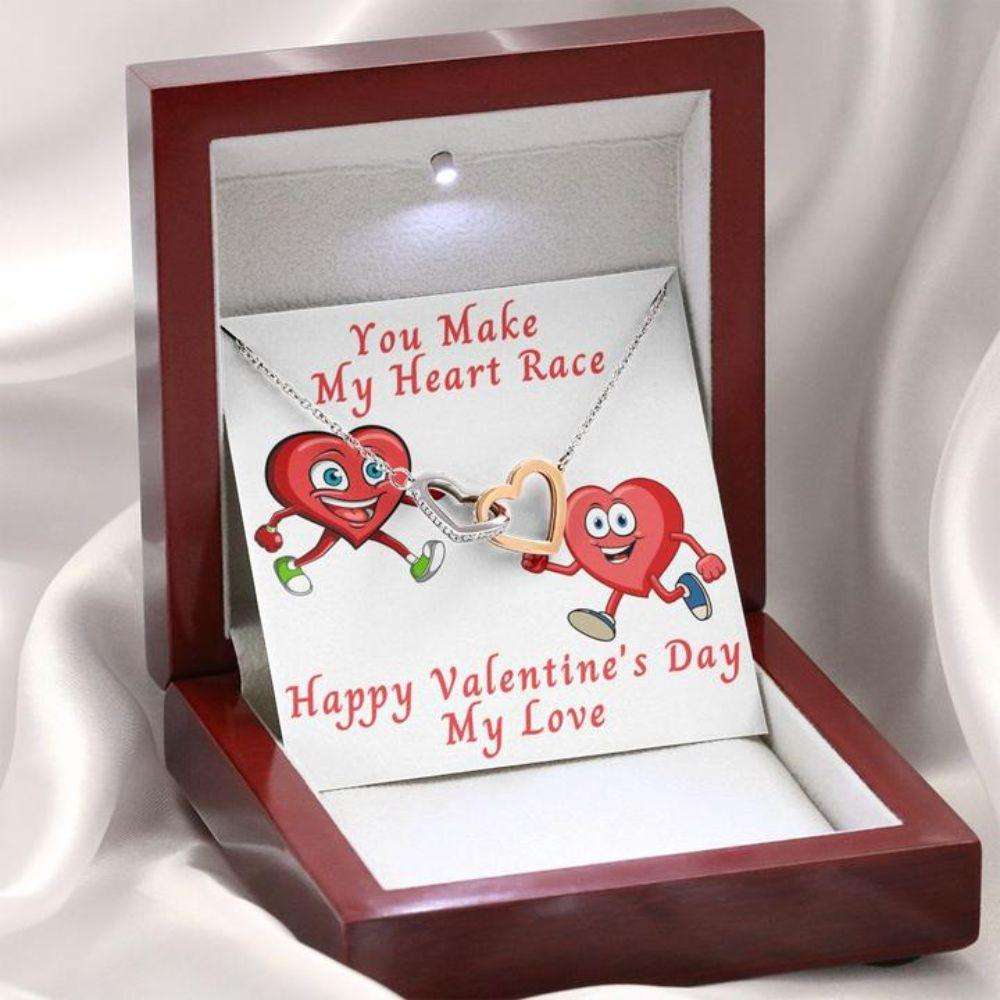 Wife Necklace, Girlfriend Necklace, Valentine’S Day Gift Necklace For Wife Girlfriend “ You Make My Heart Race Gift Necklace For Karwa Chauth Rakva