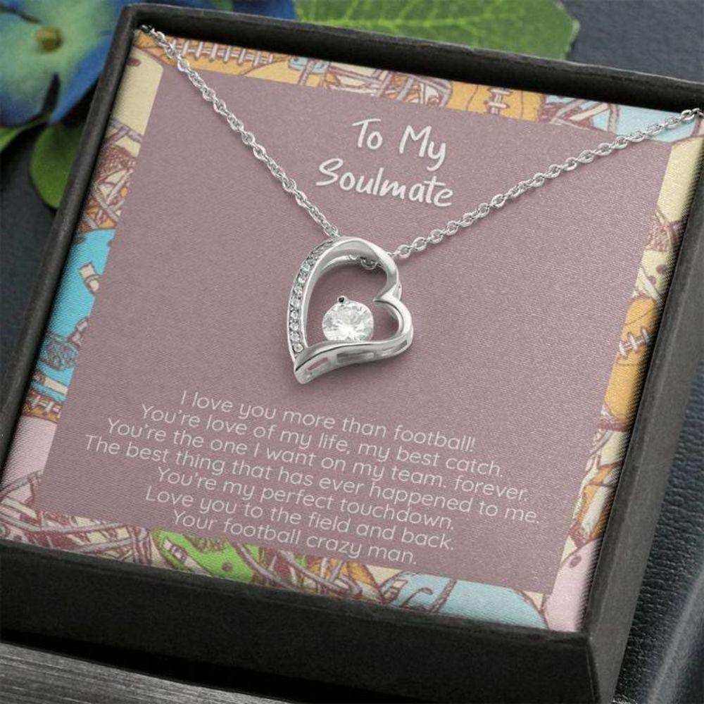 Wife Necklace, Girlfriend Necklace, You’Re My Perfect Touchdown, Cz, Heart Pendant Necklace, With Box For Karwa Chauth Rakva