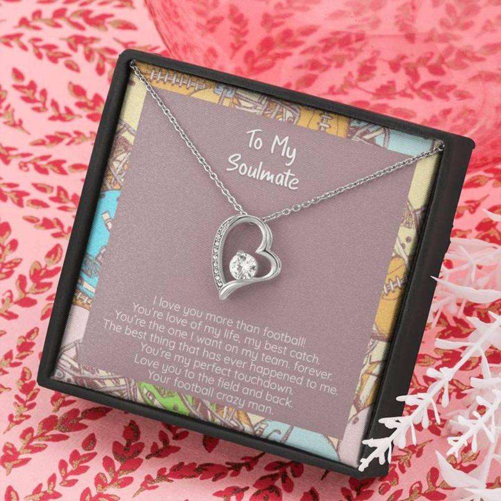 Wife Necklace, Girlfriend Necklace, You’Re My Perfect Touchdown, Cz, Heart Pendant Necklace, With Box For Karwa Chauth Rakva