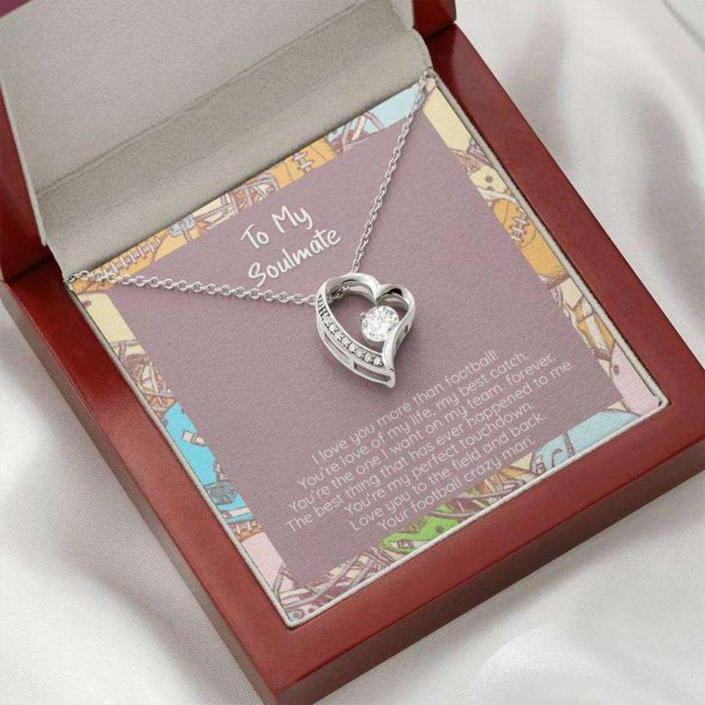 Wife Necklace, Girlfriend Necklace, You’Re My Perfect Touchdown, Cz, Heart Pendant Necklace, With Box For Karwa Chauth Rakva