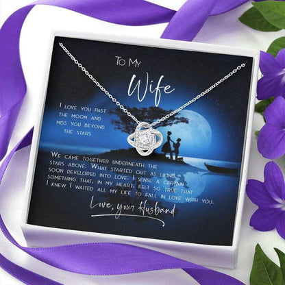 Wife Necklace, Happy Anniversary Gift For Wife, To My Wife Necklace Love You Pass The Moon For Karwa Chauth Rakva