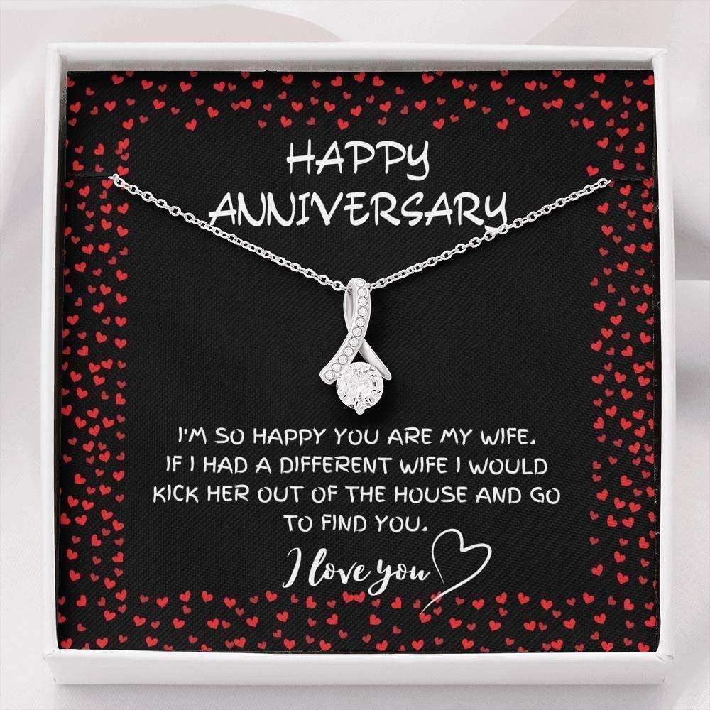 Wife Necklace, Happy Anniversary Necklace Gift For Wife From Husband For Karwa Chauth Rakva