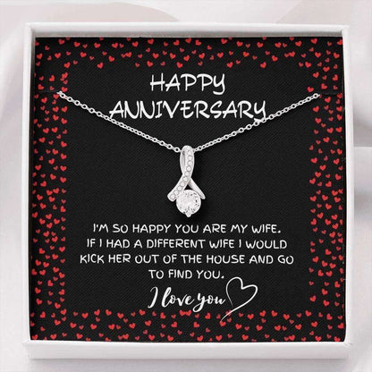 Wife Necklace, Happy Anniversary Necklace Gift For Wife From Husband For Karwa Chauth Rakva