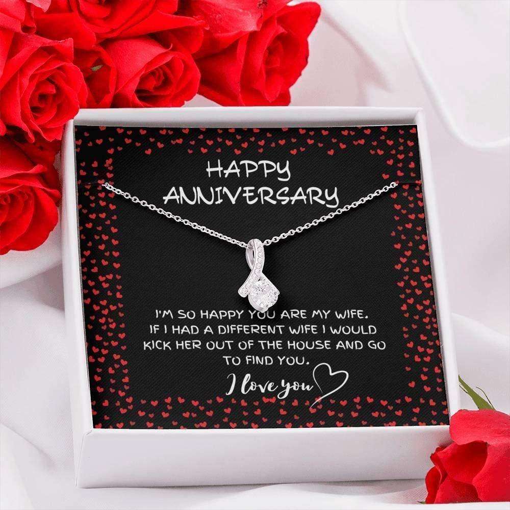 Wife Necklace, Happy Anniversary Necklace Gift For Wife From Husband For Karwa Chauth Rakva