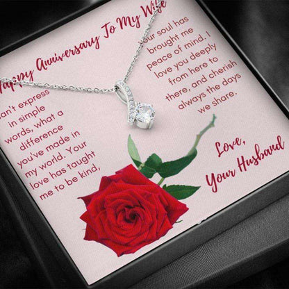 Wife Necklace, Happy Anniversary Necklace Gift “ Gift Necklace Message Card To My Wife Anniversary Red Rose For Karwa Chauth Rakva