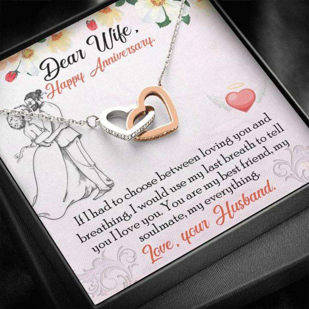 Wife Necklace, Happy Anniversary Necklace Gift “ To Wife Breathing For Karwa Chauth Rakva