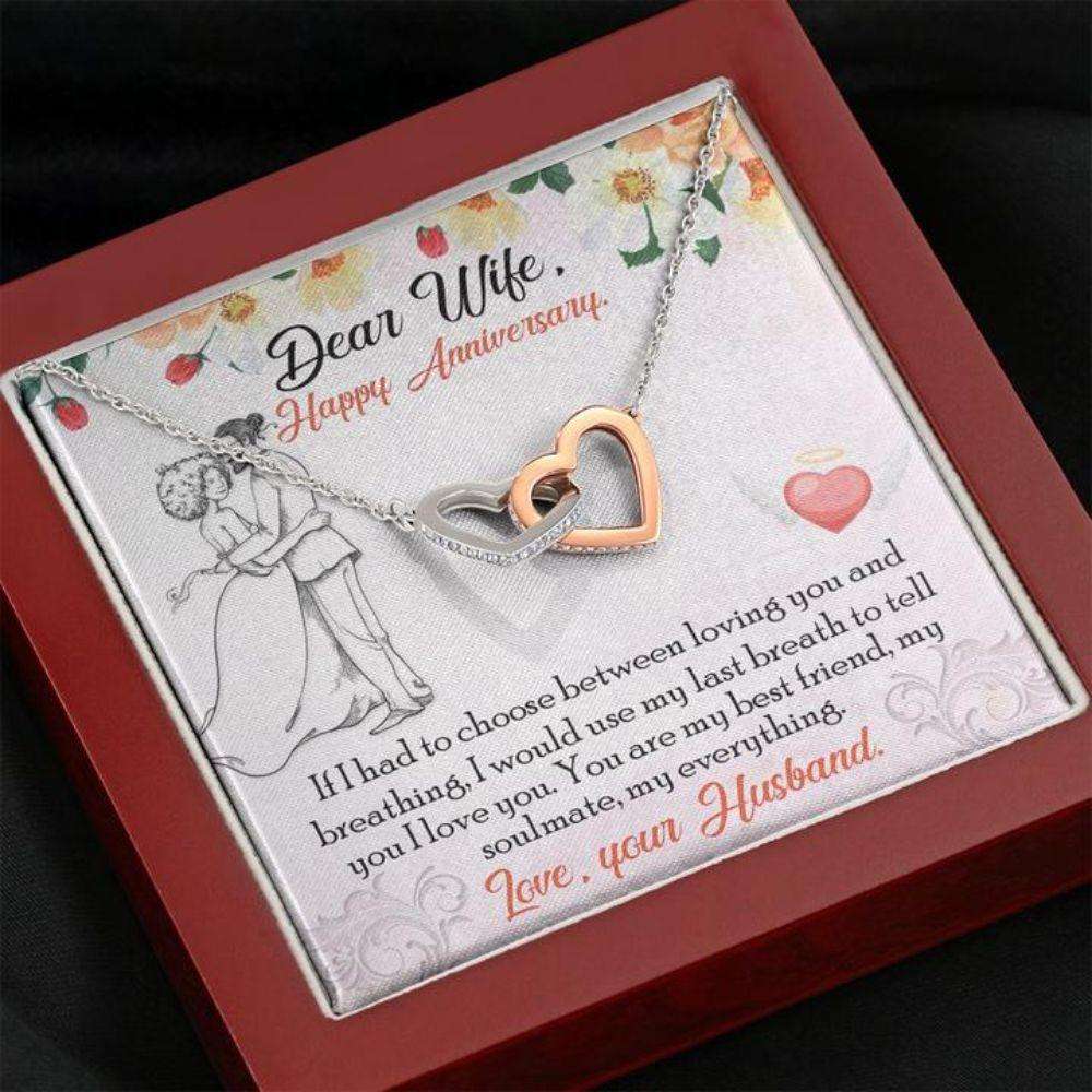 Wife Necklace, Happy Anniversary Necklace Gift “ To Wife Breathing For Karwa Chauth Rakva