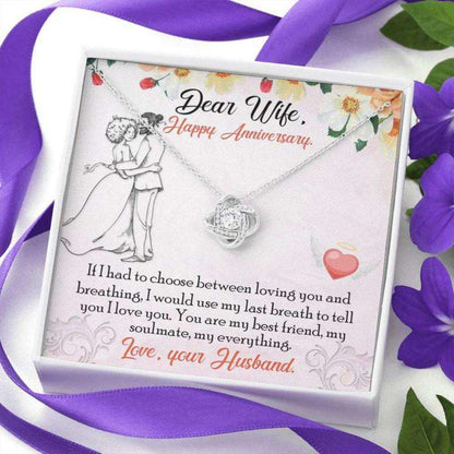 Wife Necklace, Happy Anniversary Necklace Gift “ To Wife Breathing Stronger Together For Karwa Chauth Rakva