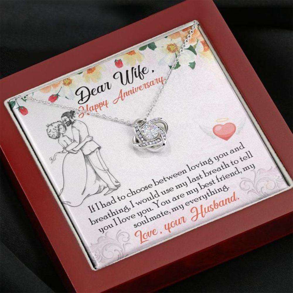 Wife Necklace, Happy Anniversary Necklace Gift “ To Wife Breathing Stronger Together For Karwa Chauth Rakva