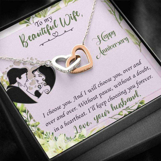 Wife Necklace, Happy Anniversary Necklace Gift “ To Wife Purple And Green For Karwa Chauth Rakva