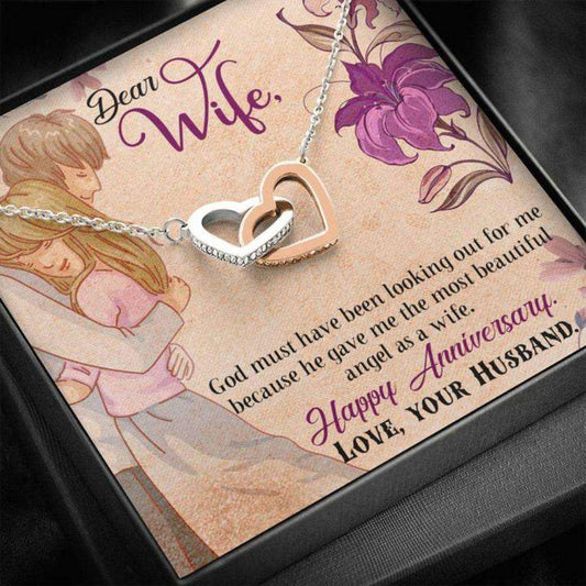 Wife Necklace, Happy Anniversary Necklace Gift “ To Wife Religious Heart Necklace For Karwa Chauth Rakva