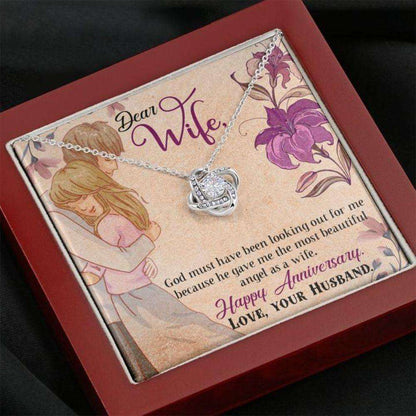 Wife Necklace, Happy Anniversary Necklace Gift “ To Wife Religious Love Knot Necklace For Karwa Chauth Rakva