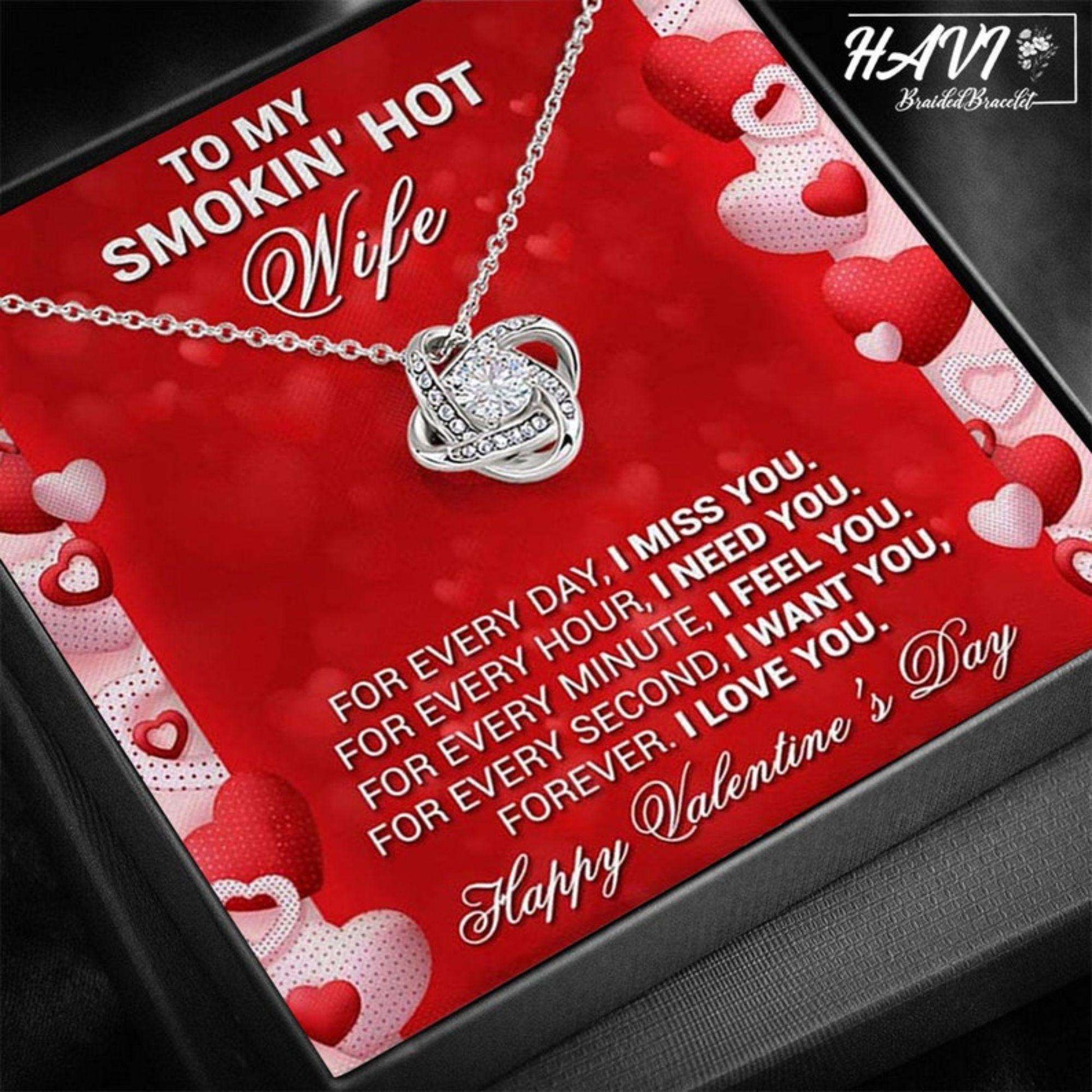 Wife Necklace, Happy Valentine Day Gift For Smokin Hot Wife Necklace, To My Wife Necklace Gift For Karwa Chauth Rakva