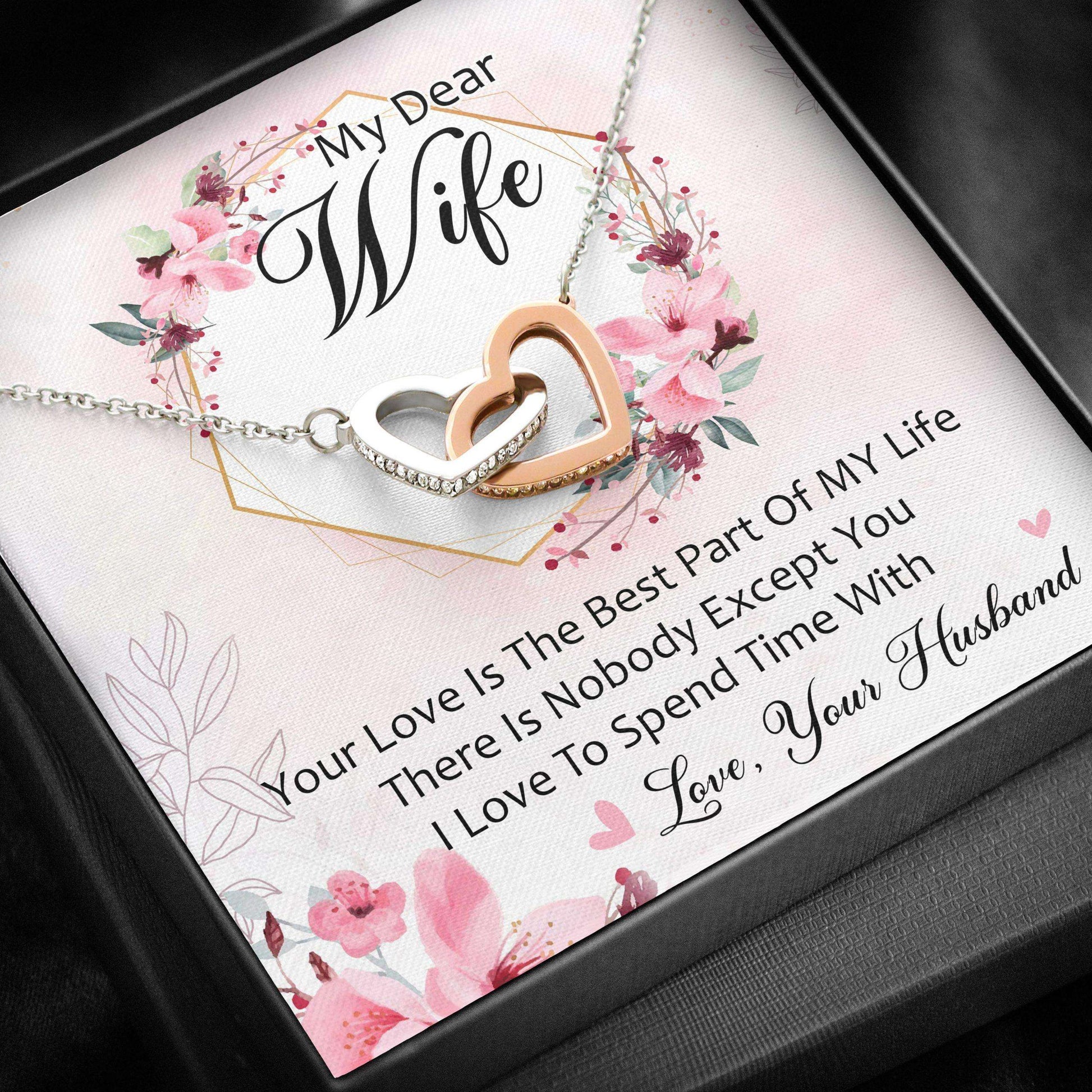 Wife Necklace, Interlocking Hearts Necklace “ Dear My Wife Necklace Gifts For Karwa Chauth Rakva