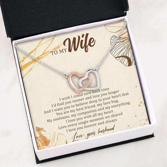 Wife Necklace, Interlocking Hearts Necklace “ Husband To Wife Necklace Gifts For Karwa Chauth Rakva