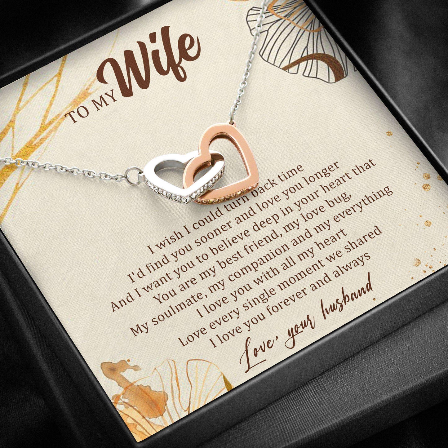 Wife Necklace, Interlocking Hearts Necklace “ Husband To Wife Necklace Gifts For Karwa Chauth Rakva