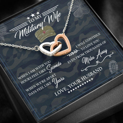 Wife Necklace, Interlocking Hearts Necklace “ To Military Wife Veteran Wife Necklace Gifts For Karwa Chauth Rakva