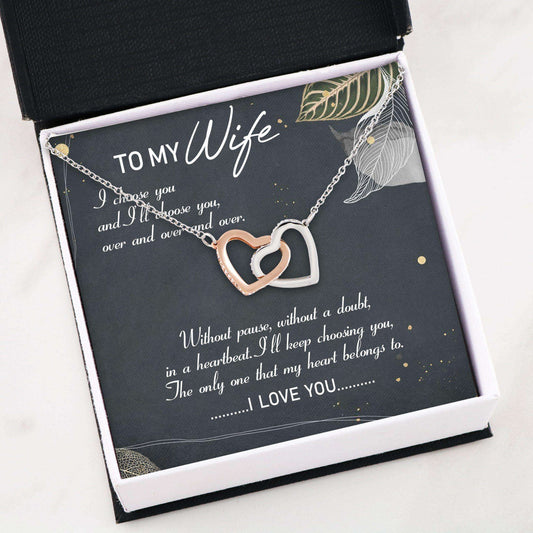 Wife Necklace, Interlocking Hearts Necklace “ To My Wife Necklace Gift For Wife V2 For Karwa Chauth Rakva