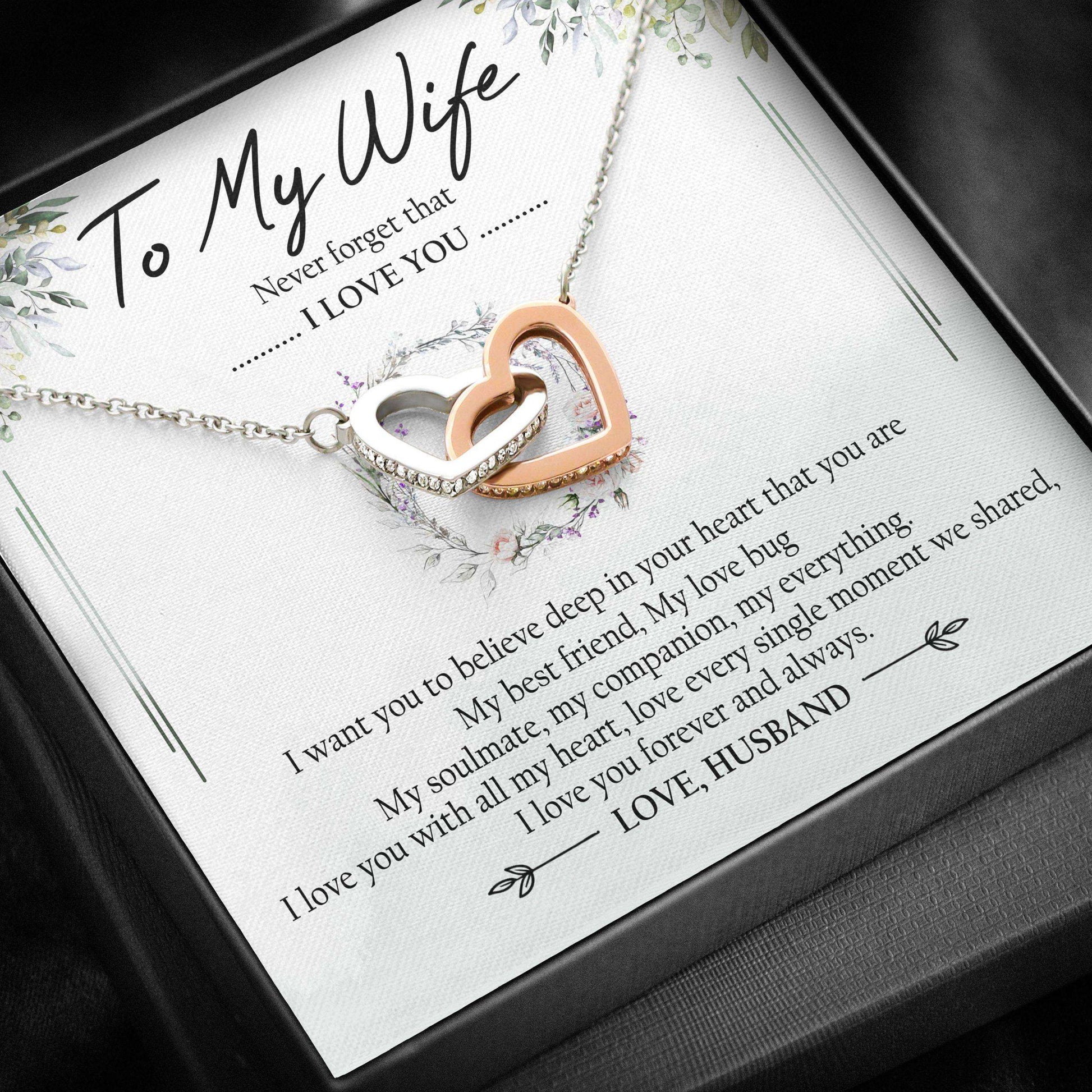 Wife Necklace, Interlocking Hearts Necklace “ To My Wife Necklace Gift For Wife V4 For Karwa Chauth Rakva