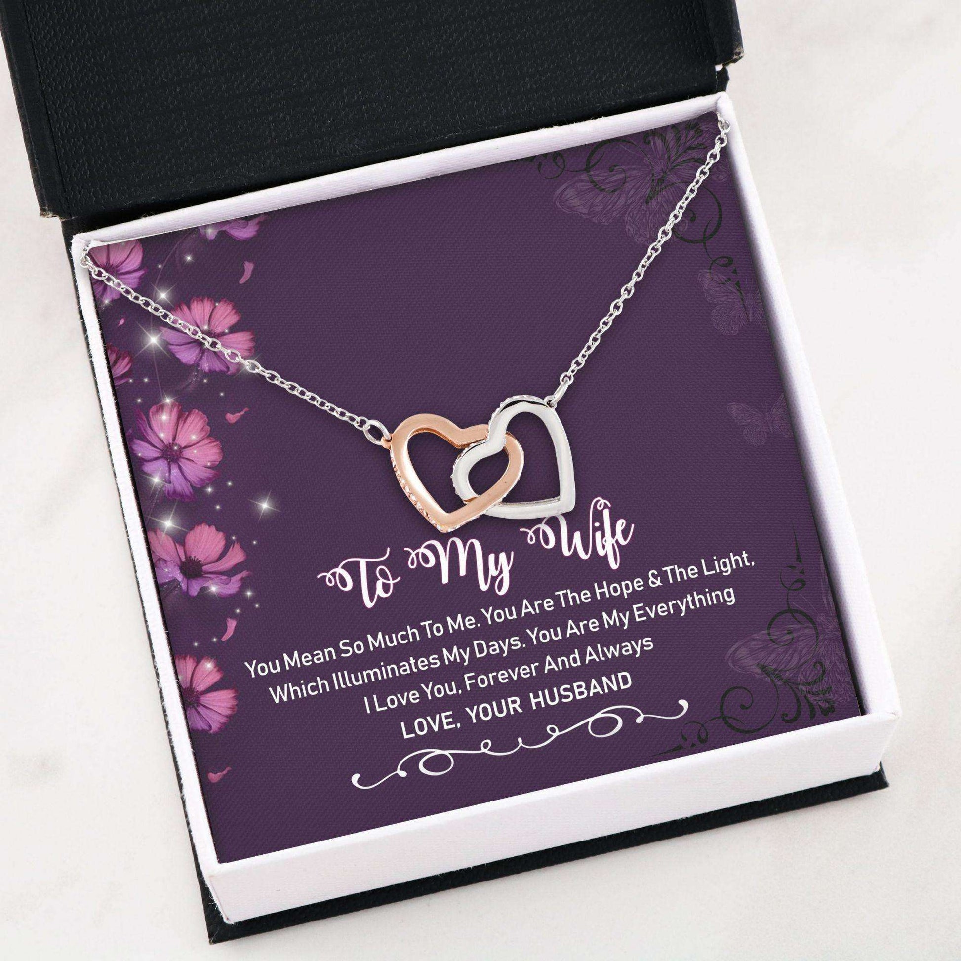 Wife Necklace, Interlocking Hearts Necklace “ To My Wife Necklace Gifts For Karwa Chauth Rakva