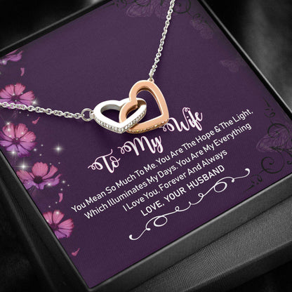 Wife Necklace, Interlocking Hearts Necklace “ To My Wife Necklace Gifts For Karwa Chauth Rakva