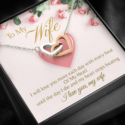 Wife Necklace, Interlocking Hearts Necklace “ To My Wife Necklace Gifts V5 For Karwa Chauth Rakva