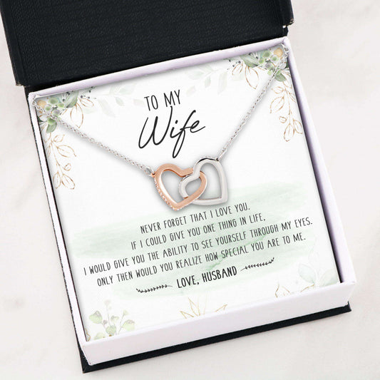 Wife Necklace, Interlocking Hearts “ To My Wife Necklace Gift For Wife For Karwa Chauth Rakva