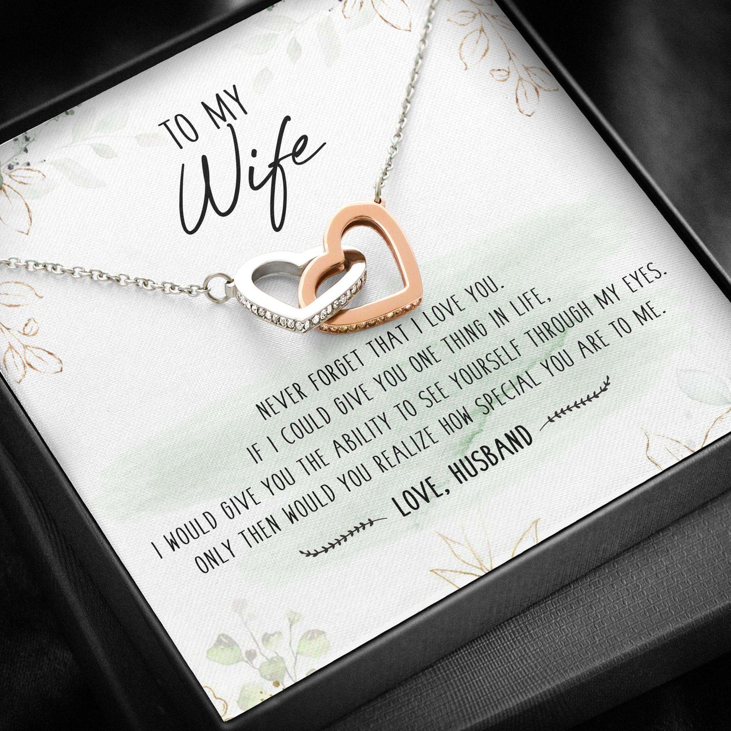 Wife Necklace, Interlocking Hearts “ To My Wife Necklace Gift For Wife For Karwa Chauth Rakva